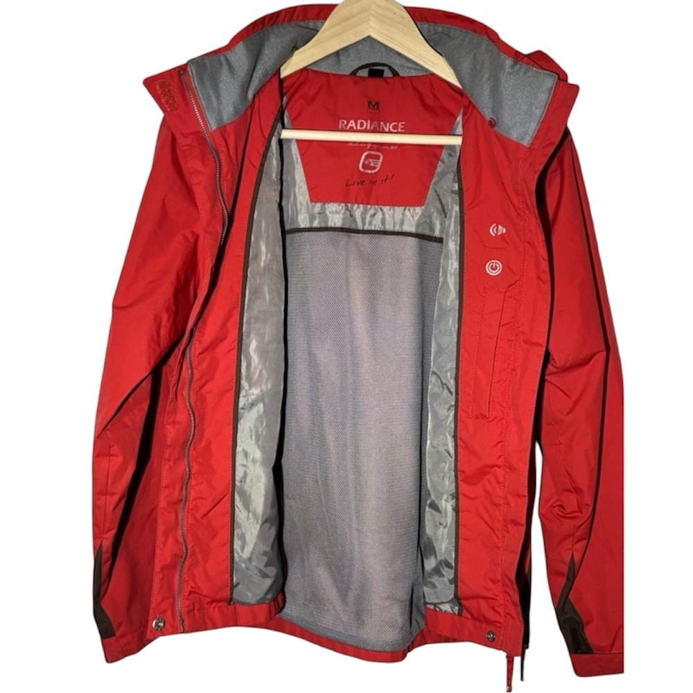 Women’s ORANGE Rain Jacket Windbreaker-Medium-early 2000s